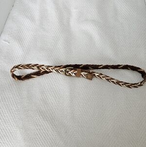 Braided Brown, Tan And Gold Braided Belt